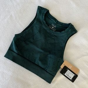 NUX Active Mineral Wash Crop Top - Deep, Dark Sierra Green